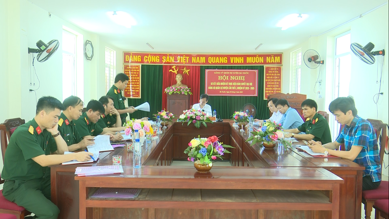 Hội nghị sơ kết giữa nhiệm kỳ thực hiện Nghị quyết Đại hội Đảng bộ Quân sự huyện lần thứ X, nhiệm kỳ 2020-2025